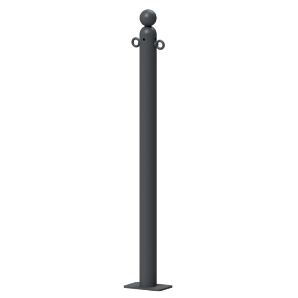 Ornamental bollard | Series 466B | � 60 mm | stationary, to be fixed by plugswith base plate 100 x 150 mm | without lock | with 2 eyelets